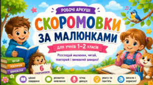 📖 Скоромовки за малюнками. Робочі аркуші для розвитку мовлення (1–2 класи)