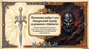 Вальтер Скотт. «Айвенго». Зіткнення добра, краси й справедливості із жорстокістю і підступністю.  ГР 2. Цитатний диктант.
