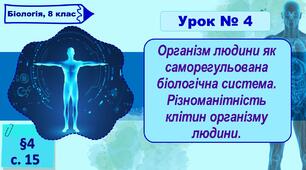 8 клас НУШ. Презентація до уроку з теми "Організм людини як саморегульована біологічна система. Різноманітність клітин організму людини."