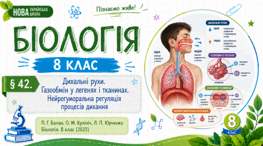 Дихальні рухи. Газообмін у легенях і тканинах. Нейрогуморальна регуляція процесів дихання.Презентація, інфографіка, робочий аркуш