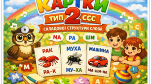 Картки для відпрацювання 2 типу  складової структури слова