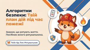Презентація «Алгоритми безпеки: твій план дій під час пожежі» у формі посібника юного рятувальника знайомить дітей із 4 ключовими кроками безпеки: запобігати, реагувати, евакуюватись і виживати