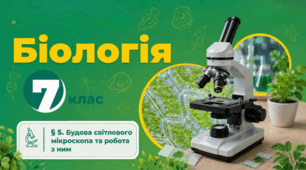 Будова світлового мікроскопа та робота з ним. Презентація, інфографіка, робочий аркуш