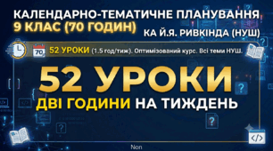 Календарне планування 9 клас НУШ 1.5  год.тиж За підручником Й. Ривкіна