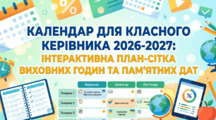 Календар для класного керівника 2026-2027: Інтерактивна план-сітка виховних годин та пам'ятних дат