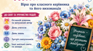 Авторський вірш «Діти – наші квіти!» про класного керівника та його вихованців (до Свята останнього дзвоника, випускного, Дня вчителя). Авторський вірш. Текст є оригінальним і не був опублікований раніше.