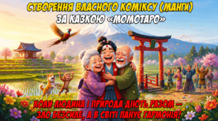 Створення власного коміксу (манґи) за сюжетом казки «Момотаро або Хлопчик-Персик»