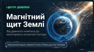 Магнітний щит Землі (Магнітне поле Землі. Сонячна  активність та її вплив на магнітне поле  планети Земля. Магнітні явища в  атмосфері Землі і космічному просторі.)