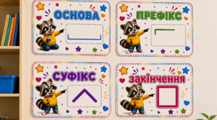 🩵Набір плакатів «Будова слова». Оформлення класу 💙