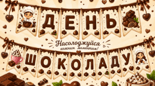 День шоколаду. «Прапорцева розтяжка "День шоколаду". Оформлення простору.