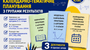 Календарно-тематичне планування уроків алгебри 8 клас з Групами результатів і очікуваними результатами навчання