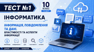 Тест 1. Інформація, повідомлення та дані. Властивості та аспекти інформації