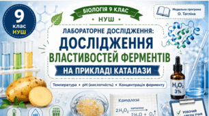 Лабораторне дослідження: «Дослідження властивостей ферментів на прикладі каталази» 📚👩‍🏫👨‍🏫 9 клас НУШ, О.Тагліна  (робочий аркуш учня+зразок виконання)