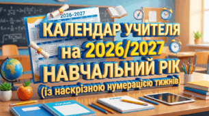 Календар учителя на 2026/2027 навчальний рік (із наскрізною нумерацією тижнів)