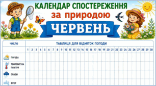 ЧЕРВЕНЬ. Календар спостереження за природою