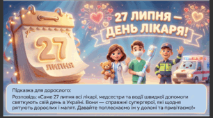 Презентація+конспект заняття "27 липня - День медичного працівника ". Тематичне заняття