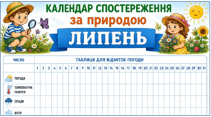 ЛИПЕНЬ. Календар спостереження за природою