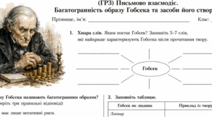 9 клас. (ГР3) Письмово взаємодіє. «Багатогранність образу Гобсека та засоби його створення»