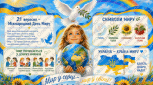 💛💙🌿🕊️ Плакат «Мир у серці — мир у світі!»🌿🕊️