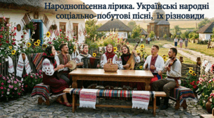 Народнопісенна лірика. Українські народні соціально-побутові пісні, їх різновиди.