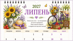 ЛИПЕНЬ - 2027. Календар-планер