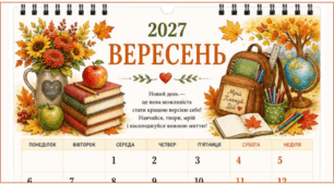 ВЕРЕСЕНЬ - 2027. Календар-планер