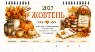 ЖОВТЕНЬ - 2027. Календар-планер