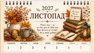 ЛИСТОПАД - 2027. Календар-планер
