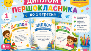 Дипломи для першокласників до 1 вересня. Готові шаблони для нагородження. 1 клас НУШ