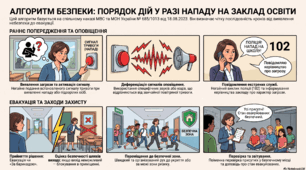 Інфографіка «Алгоритм безпеки: порядок дій у разі нападу на заклад освіти»