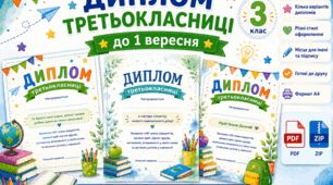 Дипломи для третьокласників до 1 вересня. Готові шаблони для нагородження. 3 клас НУШ