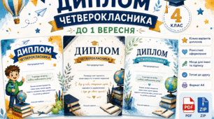 Дипломи для четвертокласників до 1 вересня. Готові шаблони для нагородження. 4 клас НУШ