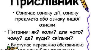Українська мова 7 клас. Підсумкова робота з теми "Прислівник" за групами результатів. Два варіанти