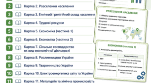 Комплект навчальних карток з географії для 9 класу НУШ