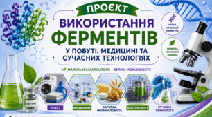 Проєкт «Використання ферментів у побуті, медицині та сучасних технологіях» 📚👩‍🏫👨‍🏫9 кл НУШ, Тагліна ( відеоподкаст+презентація+інфографіка)