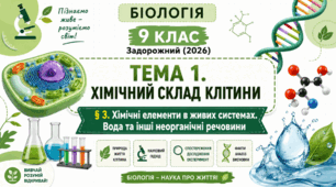 Хімічні елементи в живих системах. Вода та інші неорганічні речовини. Презентація, інфографіка, робочий аркуш