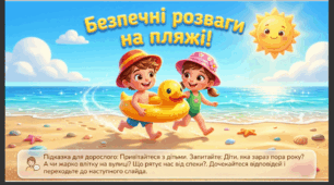 Презентація+конспект заняття з розвитку мовлення "Безпечні розваги на пляжі. Розвиток мовлення". Старша група.