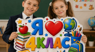 🎓 Фотобутафорія «Я ❤️ 4 клас» 📚✨