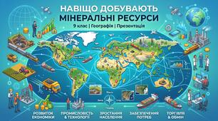 Презентація з географії 9 клас НУШ: Навіщо добувають мінеральні ресурси 6 джерел