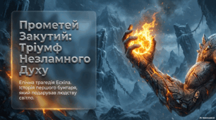 Есхіл (бл. 525 – 456 рр. до н. е.). «Прометей закутий».  Стислі відомості про автора. Загальна характеристика сюжету трагедії «Прометей закутий». Образна мова твору.