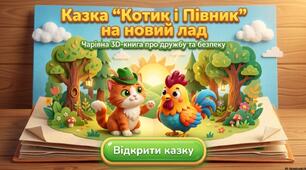 Казка "Котик та Півник" на новий лад із завданнями»
