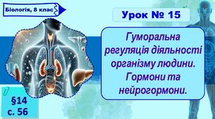 8 клас НУШ. Презентація до уроку з теми "Гуморальна регуляція діяльності організму людини. Гормони та нейрогормони."