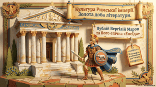 Культура Римської імперії. «Золота доба» давньоримської літератури.  Публій Вергілій Марон. «Енеїда».  Стислі відомості про автора. Задум поеми «Енеїда», її зв’язки з міфологією та героїчними поемами Гомера. Загальна характеристика її сюжету.
