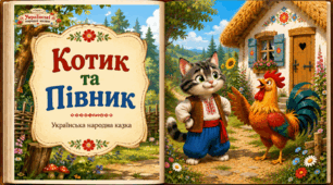 📚 Ілюстрована книга "Котик та Півник" (українська народна казка)
