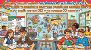 Якими були економіка, особливості суспільного життя, внутрішня та зовнішня політика провідних держав світу в останній третині ХӀХ – на початку ХХ століття.