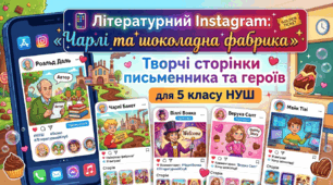 📱 Літературний Instagram: «Чарлі та шоколадна фабрика»✨Творчі сторінки письменника та героїв для 5-6 класів НУШ