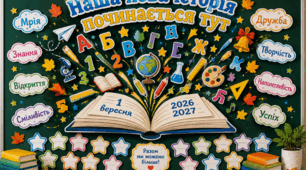Оформлення класної дошки на 1 вересня 2026 «Наша нова історія починається тут»