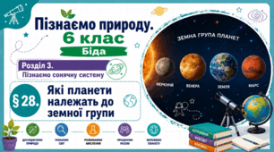 Які планети належать до земної групи. Презентація, інфографіка, робочий аркуш