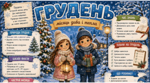 ГРУДЕНЬ. Плакат/постер (на 1, 4, 9 аркушах) + пазл