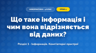 Що таке інформація і чим вона відрізняється від даних? (4 клас, Інформатика, Біос)